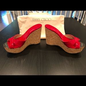 Jimmy Choo Red Patent Leather Wedge